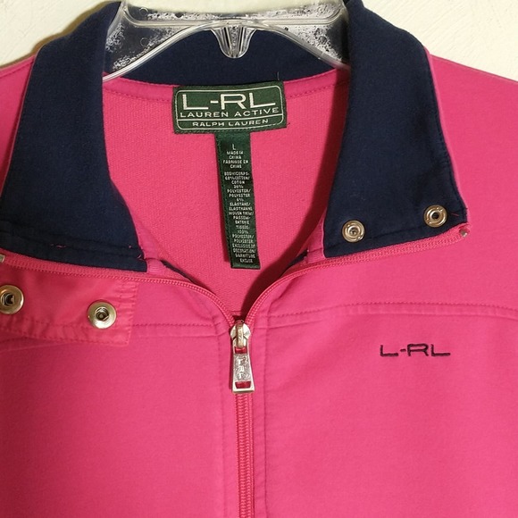 Lauren Ralph Lauren Athletic Jacket Wmn's Sz L Pink Full Zip Long Sleeve Pockets - Picture 2 of 10